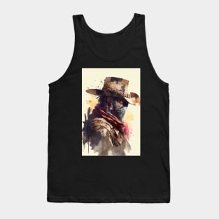 Cowboy Wearing a Ninja Mask Tank Top